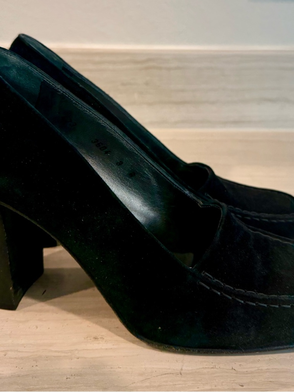 Walter Steiger Black Suede Block Heel Pumps